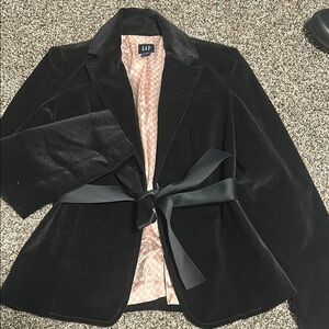 GAP Black Blazer with Notched Lapel and Tie Waist